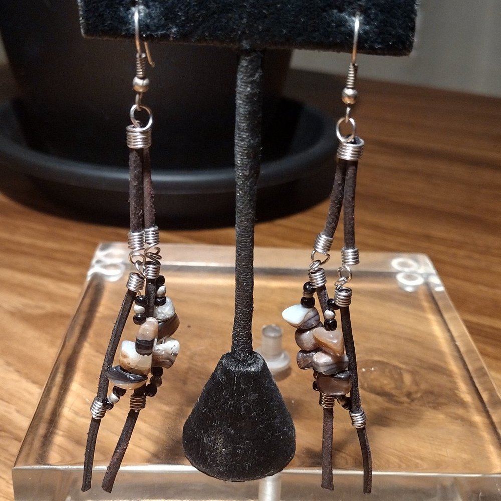Long Stone Drop Earrings